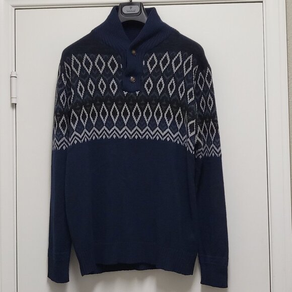 Ministry of Fashion Mens Sweater Argyle XL Pullover Long Sleeve Ramie Cotton - Picture 1 of 16
